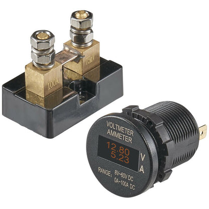 OLED Ampere- und Voltmeter-Einbaubuchse mit Shunt 75A