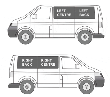 Vorhang Set für VW T5/T6 - Heckklappe ohne Scheibenwischer (Standard Schwarz)