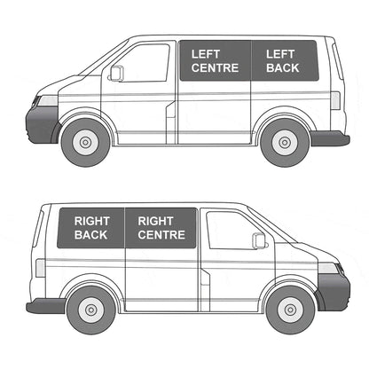 Vorhang Set für VW T5 / T6 - Mitte Links - Nicht-Schiebetüren (Standard Schwarz)