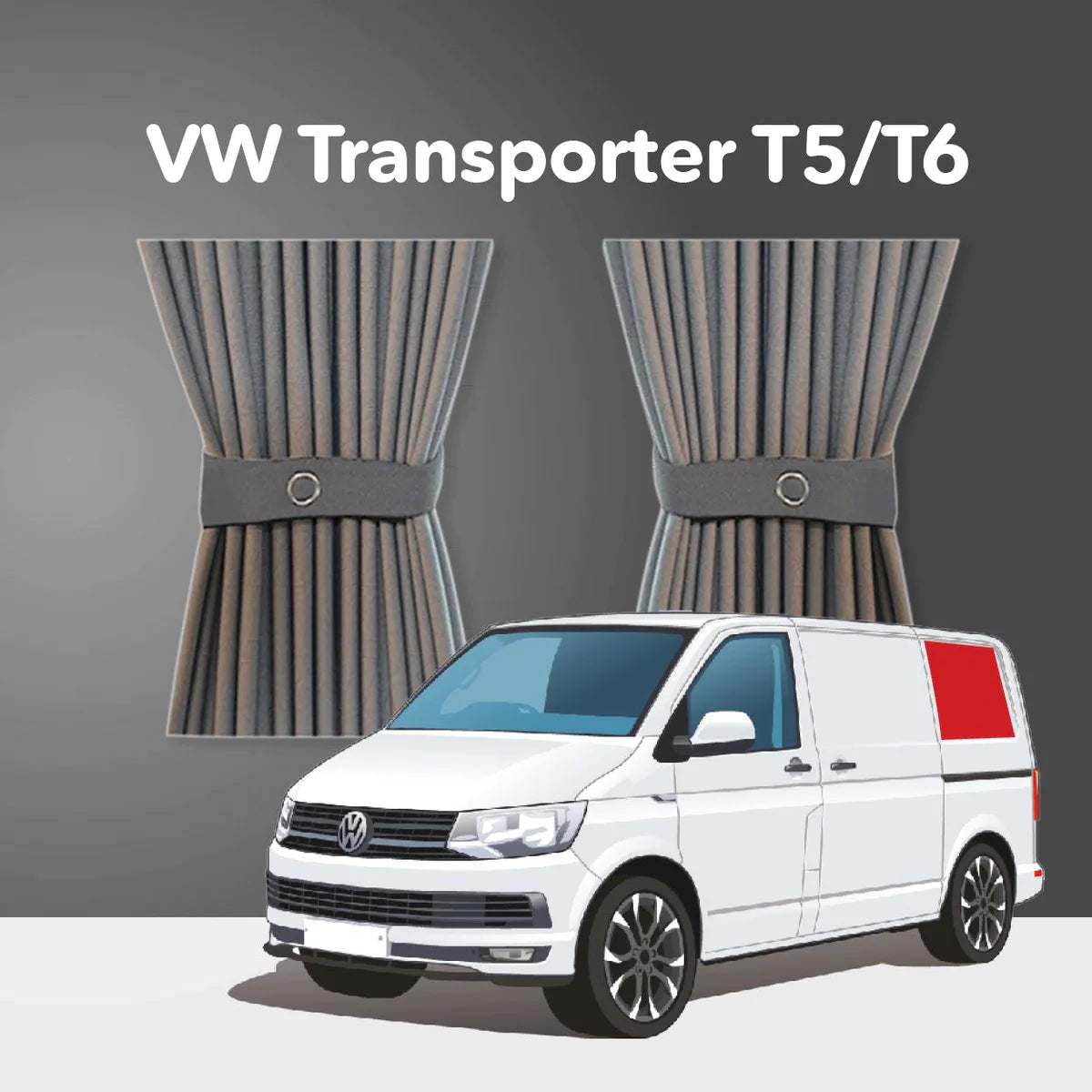 Vorhang Set für VW T5/T6 - Hinten Links (Standard Grau)