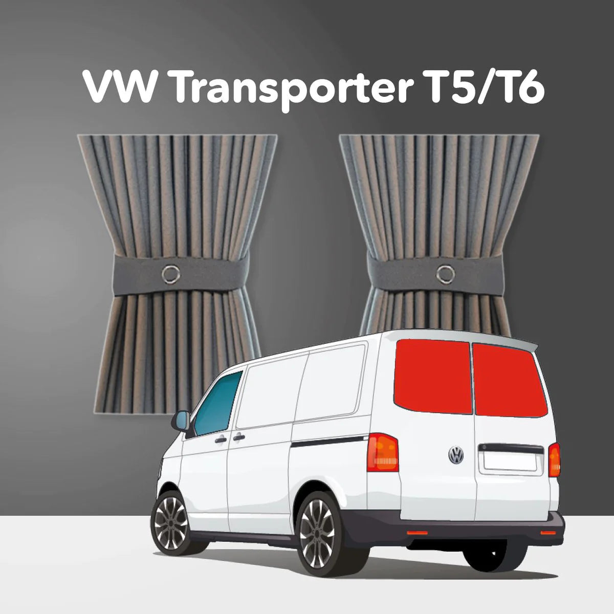 Vorhang Set für VW T5/T6 - Hintertüren (Standard Grau)