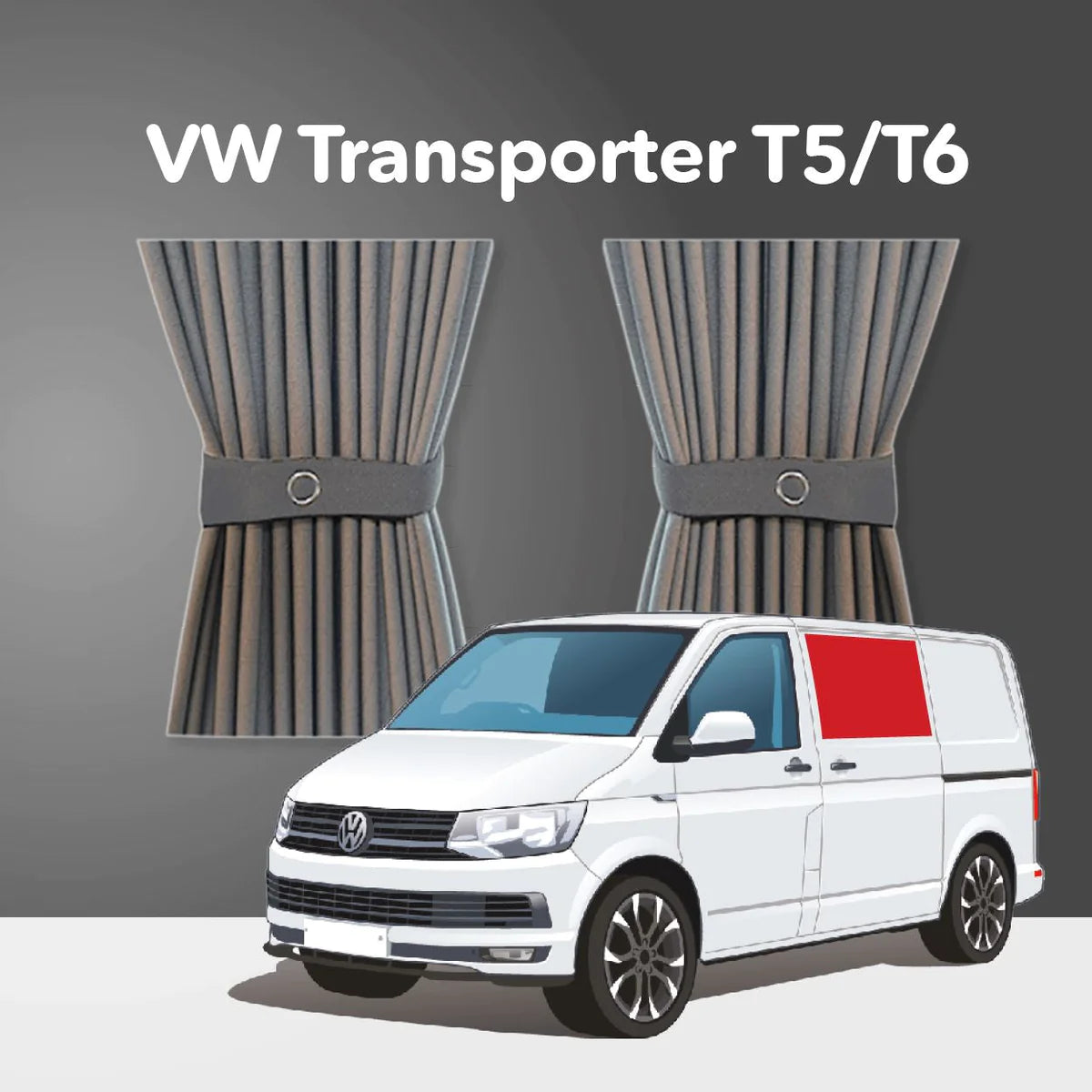 Vorhang Set für VW T5 / T6 - Mitte Links - Schiebetür (Standard Grau)