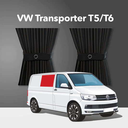 Vorhang Set für VW T5 / T6 - Mitte Rechts - Nicht-Schiebetüren (Standard Schwarz)