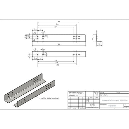 Montagewinkelset für Schwerlastauszüge "heavy duty" (Plattformmontage)