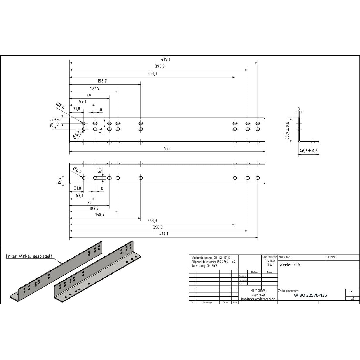 Montagewinkelset für Schwerlastauszüge "heavy duty" (Bodenmontage)