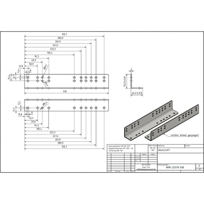 Montagewinkelset für Schwerlastauszüge "heavy duty" (Plattformmontage)