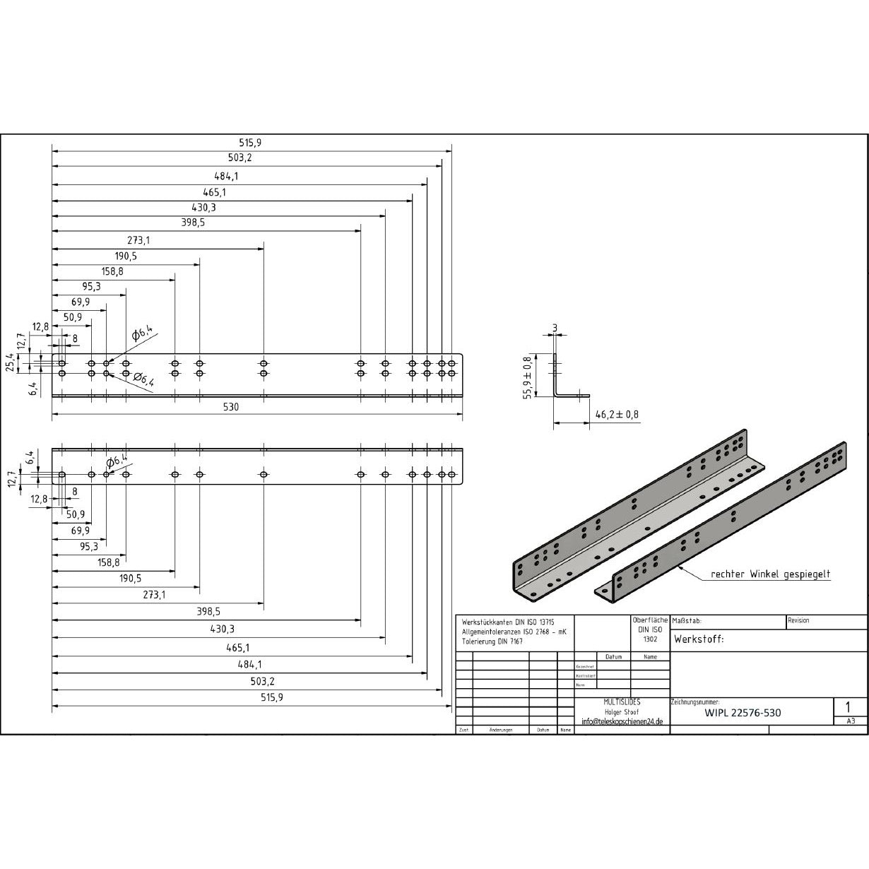 Montagewinkelset für Schwerlastauszüge "heavy duty" (Plattformmontage)