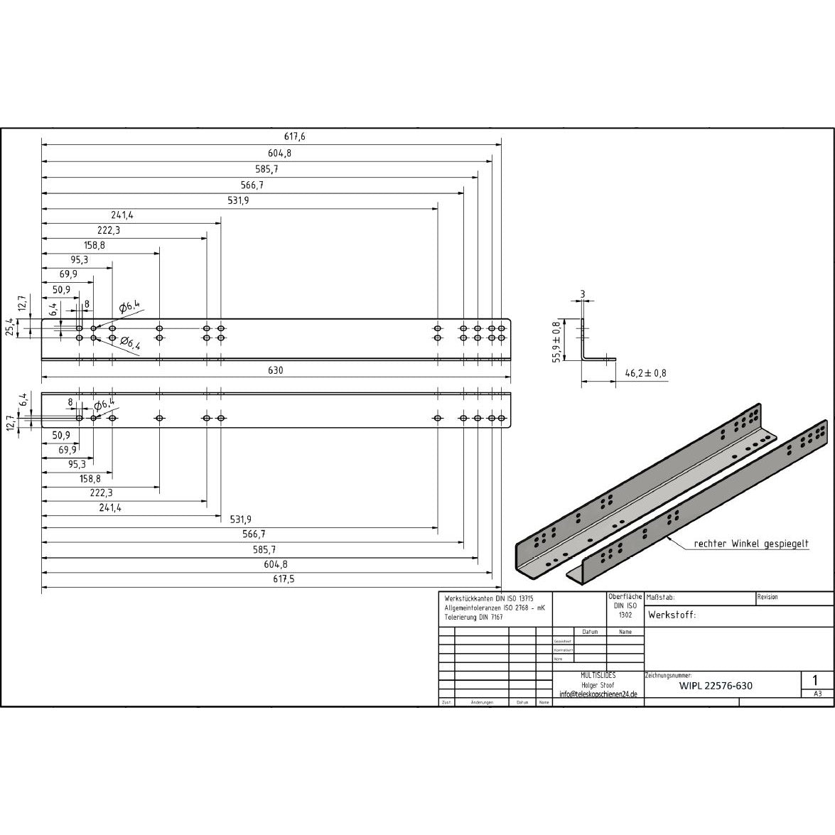 Montagewinkelset für Schwerlastauszüge "heavy duty" (Plattformmontage)